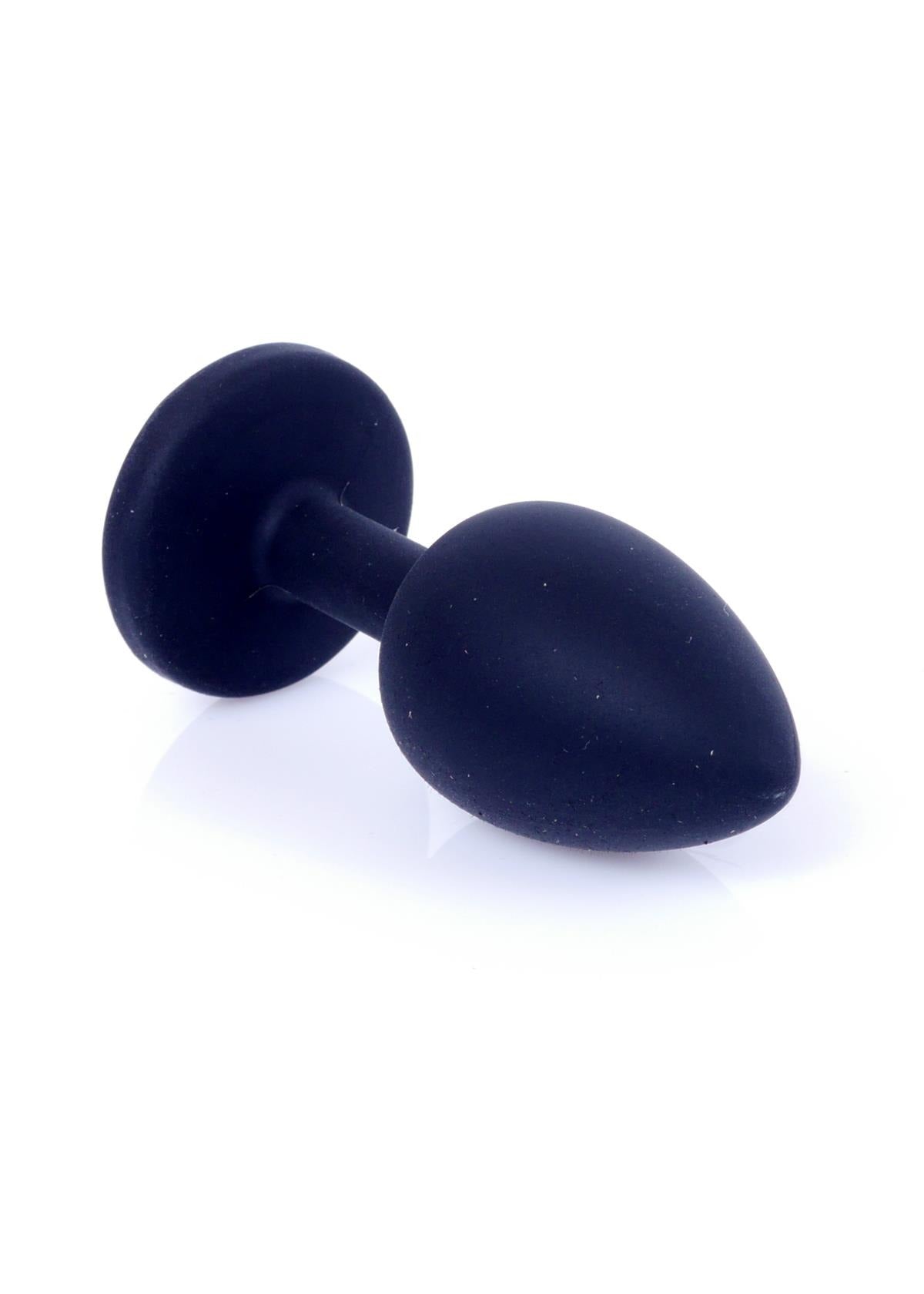 Bossoftoys Small Black Silicone Anal Plug Pink stone - length 7 cm - dia 2,7 cm - colour window box - 64-00083