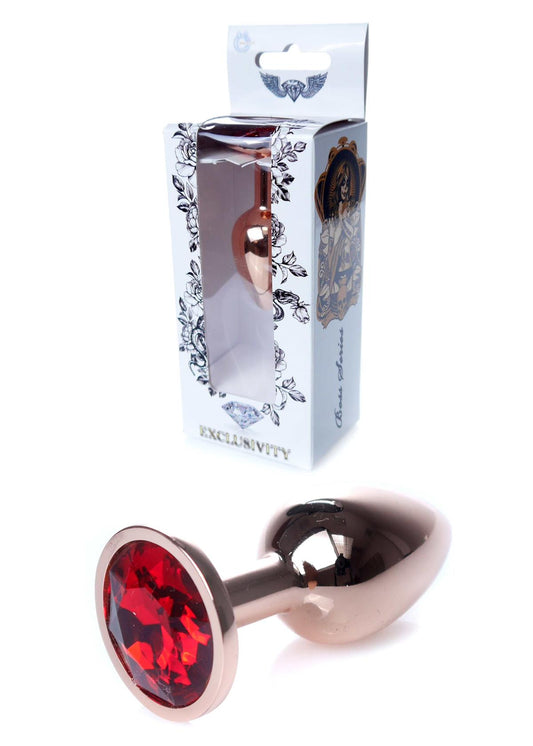 Boysoftoys - 64-00109 - Unique Colour - Rose Gold Anal Plug - Gold Plug with Red stone - length 7 CM - Dia 2,7 CM - colour window box