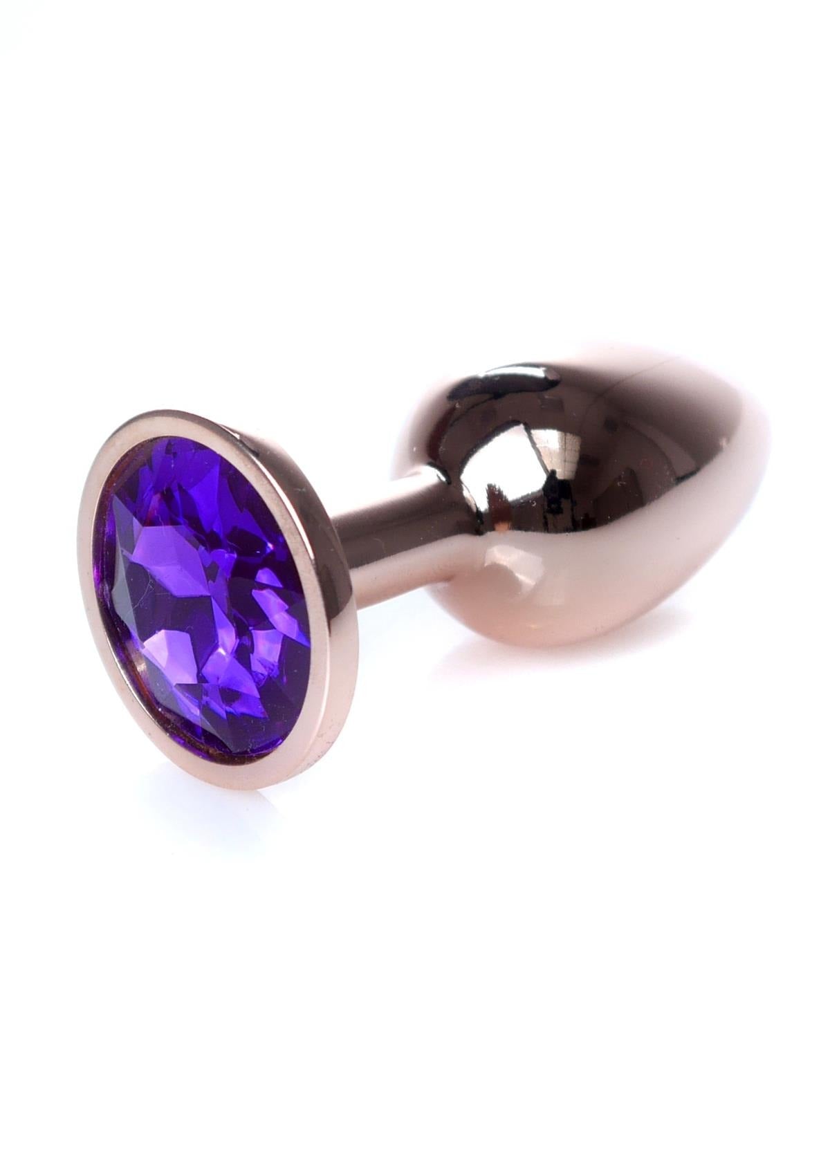 Boysoftoys - 64-00110 - Unique Colour - Rose Gold Anal Plug - Gold Plug with Purple stone - length 7 CM - Dia 2,7 CM - colour window box
