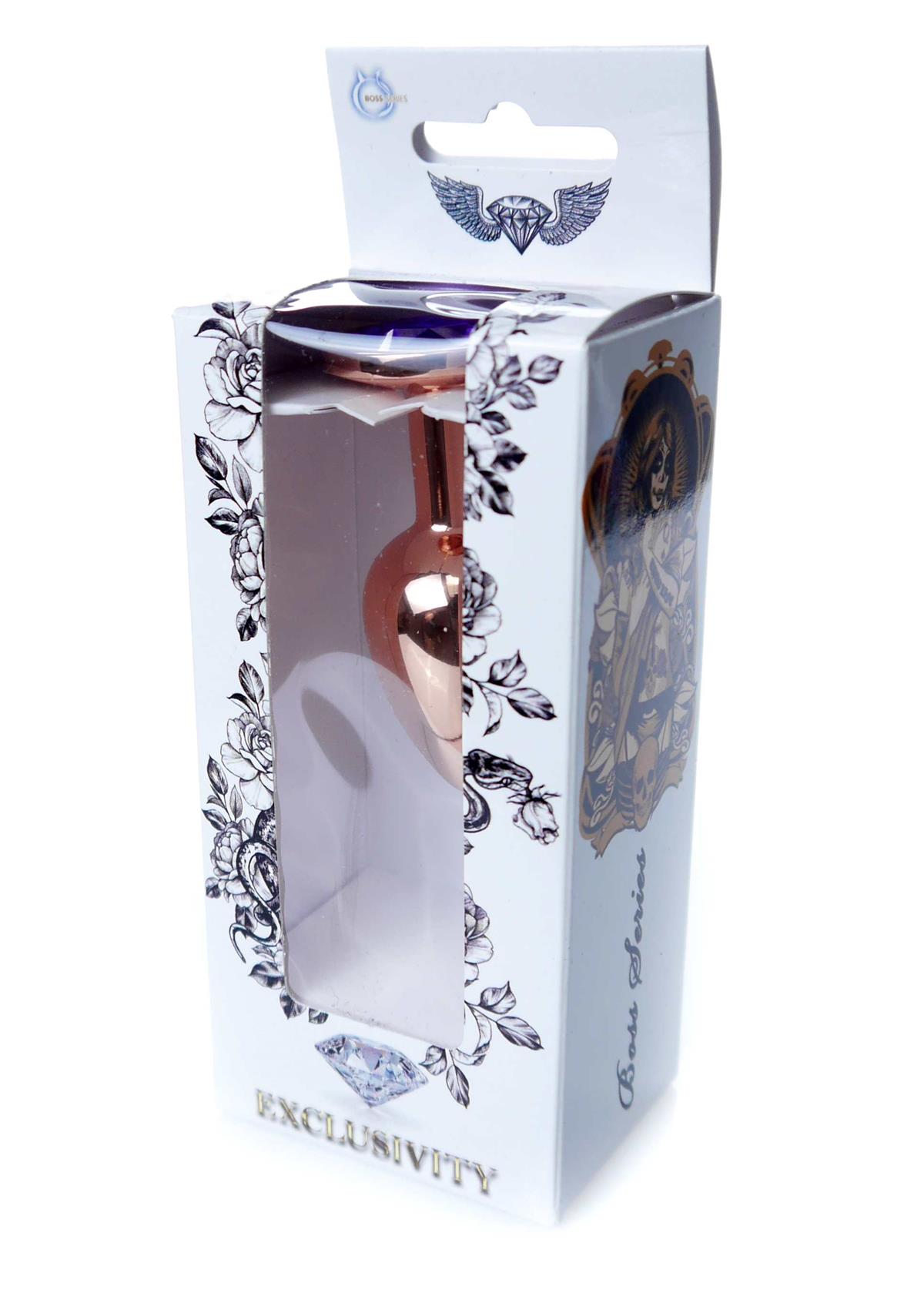 Boysoftoys - 64-00110 - Unique Colour - Rose Gold Anal Plug - Gold Plug with Purple stone - length 7 CM - Dia 2,7 CM - colour window box