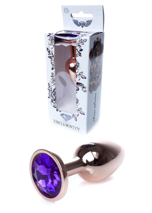 Boysoftoys - 64-00110 - Unique Colour - Rose Gold Anal Plug - Gold Plug with Purple stone - length 7 CM - Dia 2,7 CM - colour window box