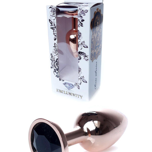 Boysoftoys - 64-00111 - Unique Colour - Rose Gold Anal Plug - Gold Plug with Black stone - length 7 CM - Dia 2,7 CM - colour window box