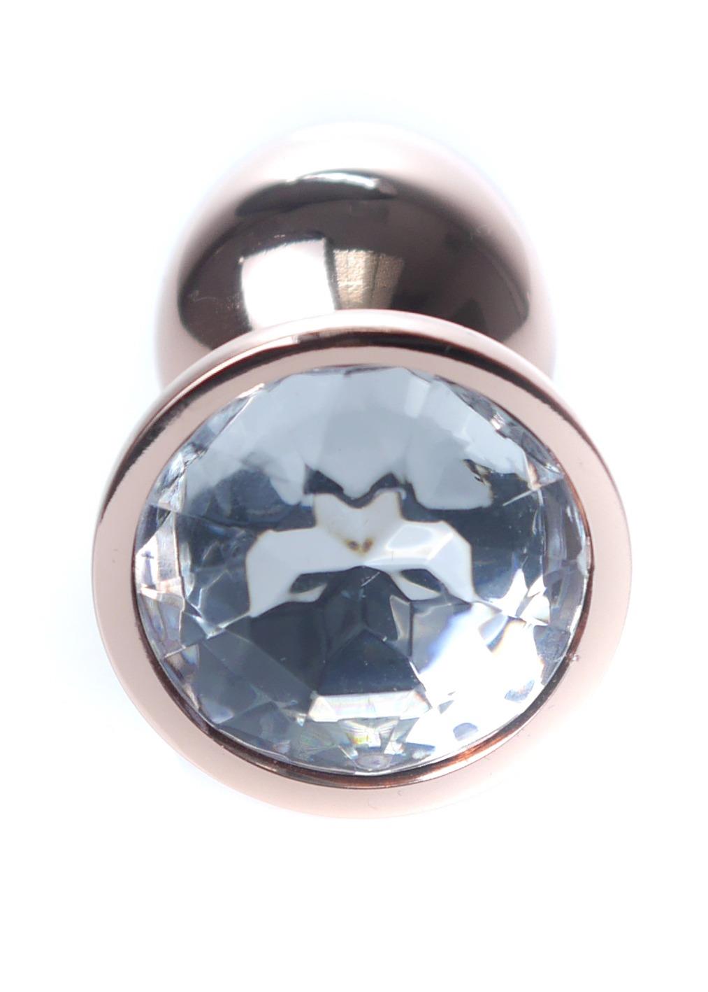 Bossoftoys - 64-00112 - Unique Colour - Rose Gold Anal Plug - Gold Plug with White stone - length 7 CM - Dia 2,7 CM - colour window box
