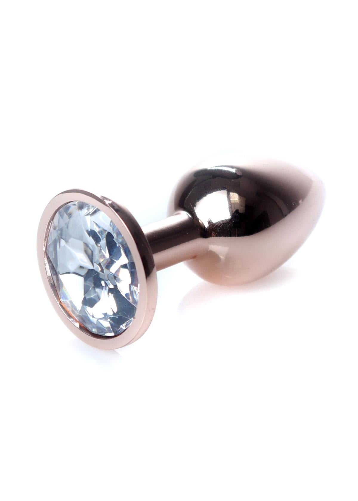 Bossoftoys - 64-00112 - Unique Colour - Rose Gold Anal Plug - Gold Plug with White stone - length 7 CM - Dia 2,7 CM - colour window box