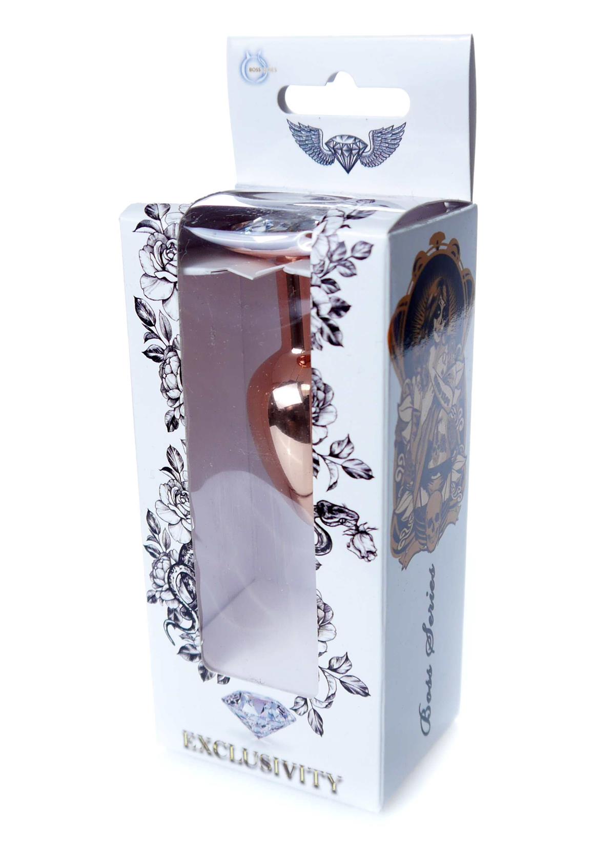 Bossoftoys - 64-00112 - Unique Colour - Rose Gold Anal Plug - Gold Plug with White stone - length 7 CM - Dia 2,7 CM - colour window box