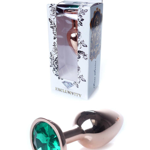 Boysoftoys - 64-00115 - Unique Colour - Rose Gold Anal Plug - Gold Plug with green stone - length 7 CM - Dia 2,7 CM - colour window box