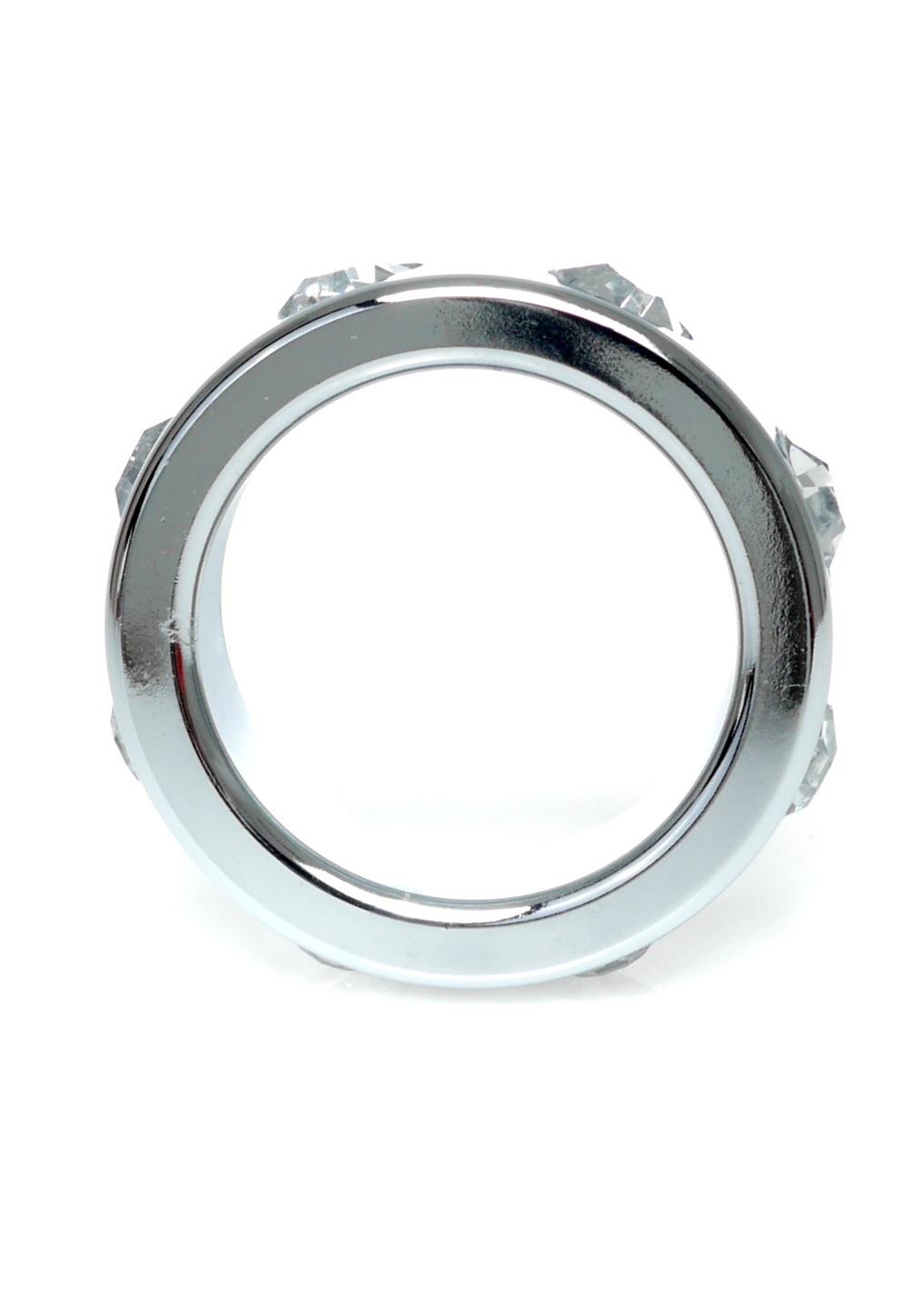 Bossoftoys - 64-00117 - Stainless steel - Metal Cockring  - with White Diamond stones - Small size - inner dia 3,5 CM - outer dia 4,5 CM
