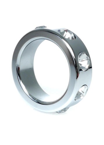 Bossoftoys - 64-00117 - Stainless steel - Metal Cockring - with White Diamond stones - Small size - inner dia 3,5 CM - outer dia 4,5 CM
