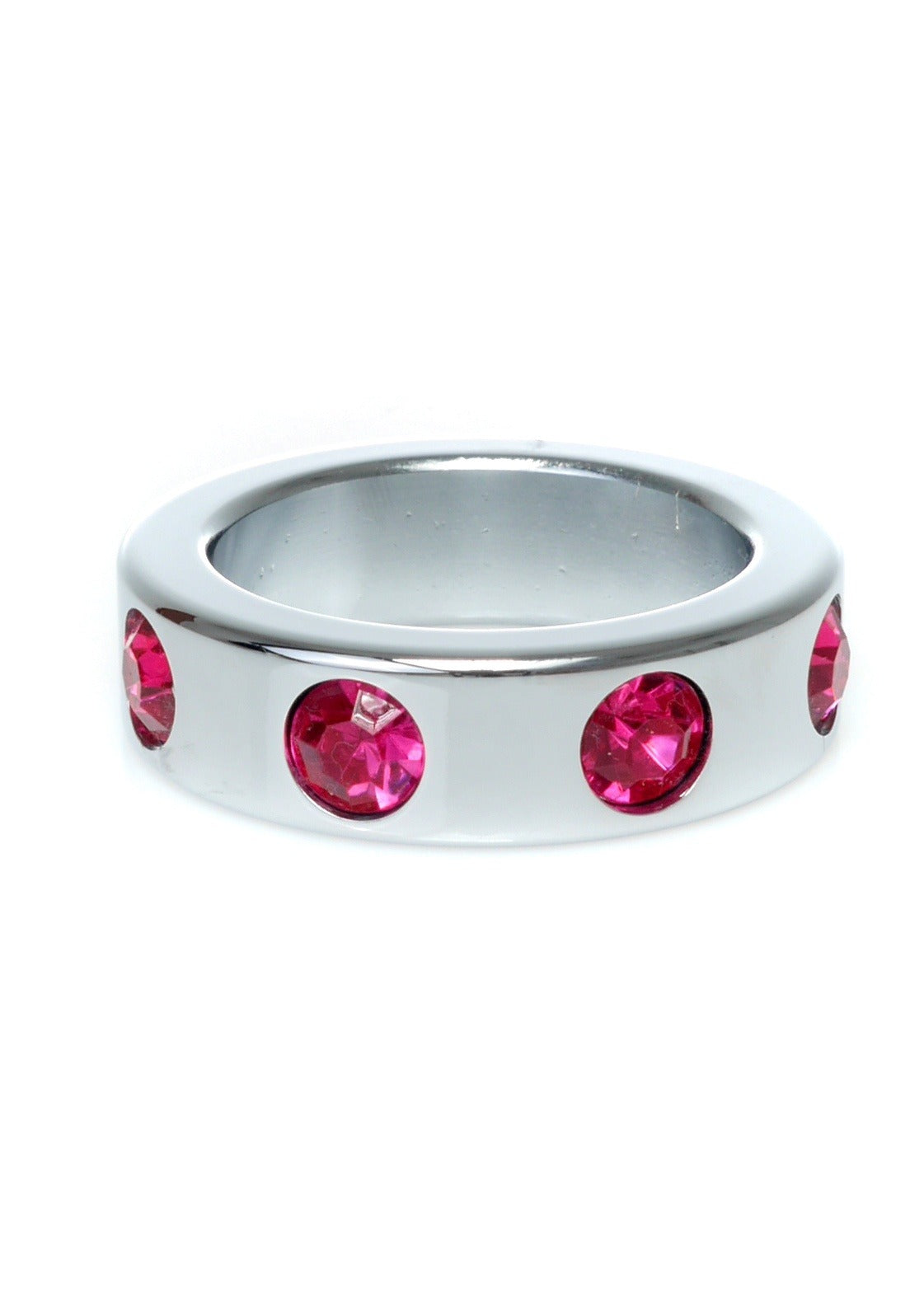 Bossoftoys - 64-00119 - Stainless steel - Metal Cockring - with Pink Diamond stones - Medium size - inner dia 3,5 CM - outer dia 4,5 CM