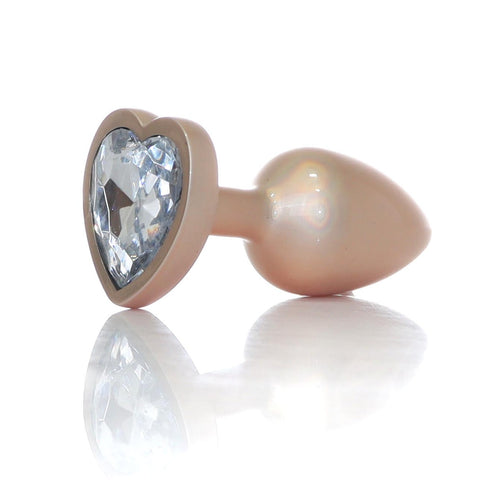 Boysoftoys - 64-00135 - Pearl Gold Heart Anal Plug Clear Stone Small