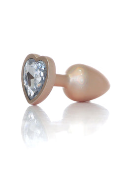 Boysoftoys - 64-00135 - Pearl Gold Heart Anal Plug Clear Stone Small