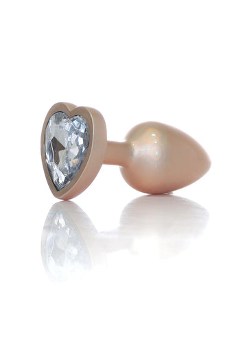 Boysoftoys - 64-00135 - Pearl Gold Heart Anal Plug Clear Stone Small