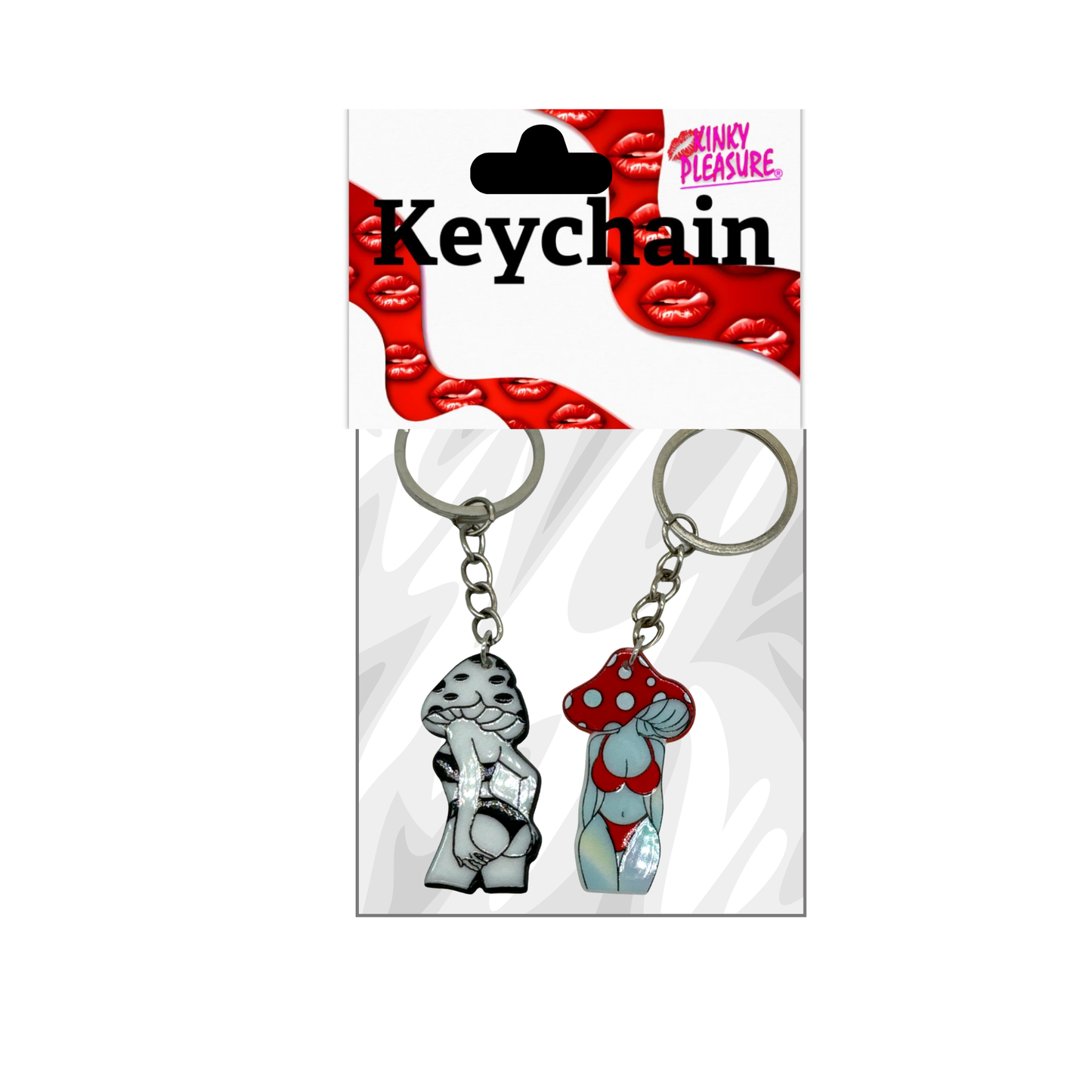 Kinky Pleasure - KPK064 - Keychain - Mushroom Girls In Black And Red (2 Pieces)