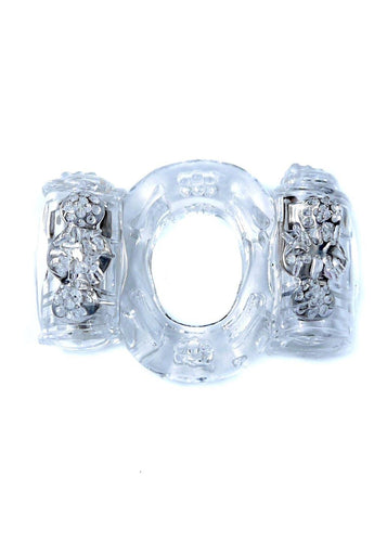 Bossoftoys - 67-00034 - Vibrating Cockring - double Motors - Clear - batteries included - packed in plastic bag