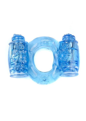 Boysoftoys - 67-00035 - Vibrating Cockring - double Motors - Blue - batteries included - packed in plastic bag