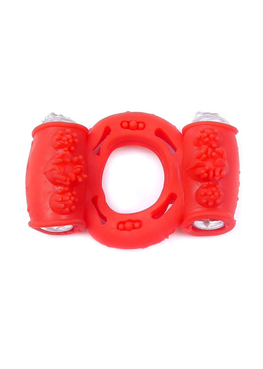Boysoftoys - 67-00036 - Vibrating Cockring  - double Motors - Red - batteries included - packed in plastic bag