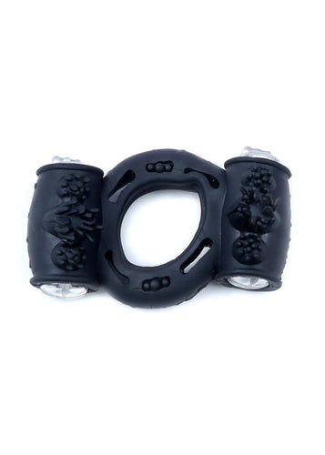 Boysoftoys - 67-00037 - Vibrating Cockring - double Motors - Black - batteries included - packed in plastic bag