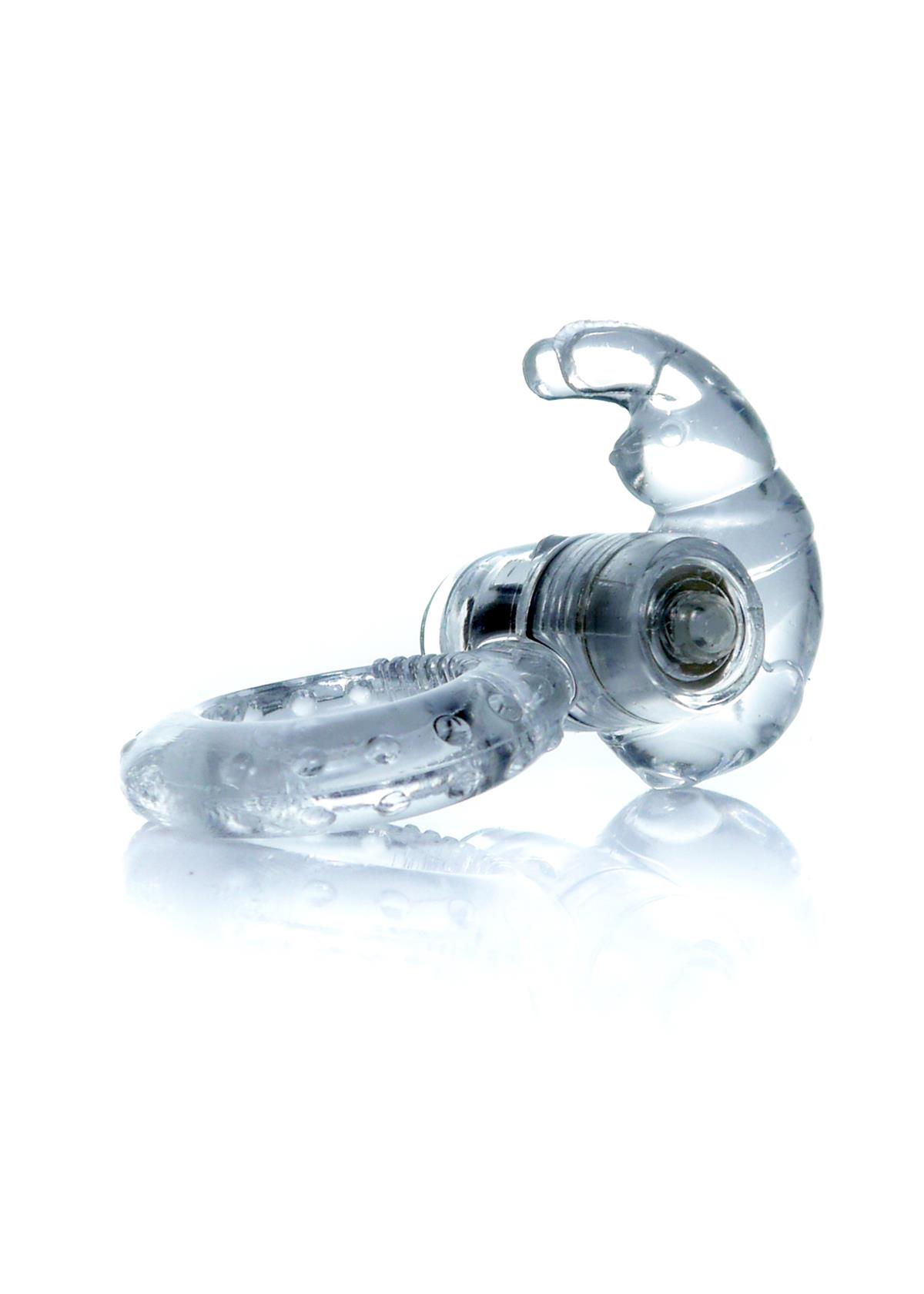 Bossoftoys - 67-00049 - Rabbit Vibrating Cockring - 7,5 cm - Clear - batteries included - packed in strong blister