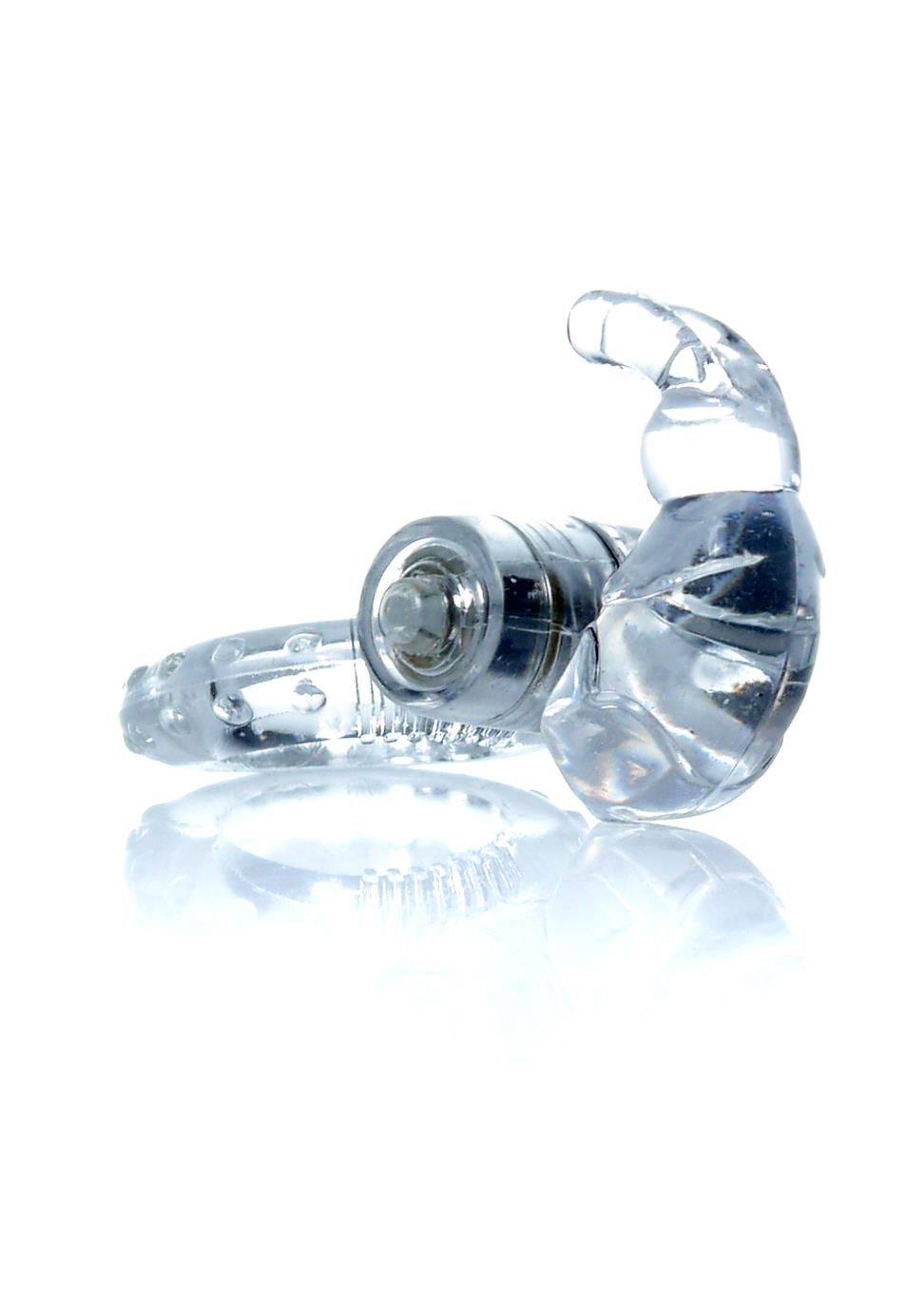 Bossoftoys - 67-00049 - Rabbit Vibrating Cockring - 7,5 cm - Clear - batteries included - packed in strong blister