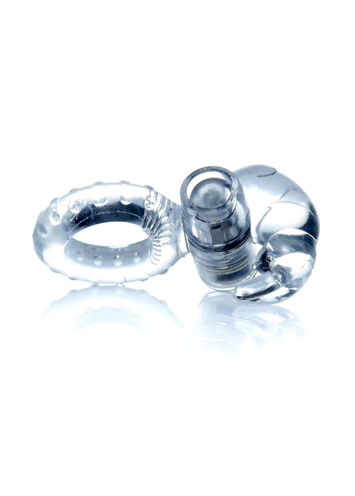 Bossoftoys - 67-00049 - Rabbit Vibrating Cockring - 7,5 cm - Clear - batteries included - packed in strong blister