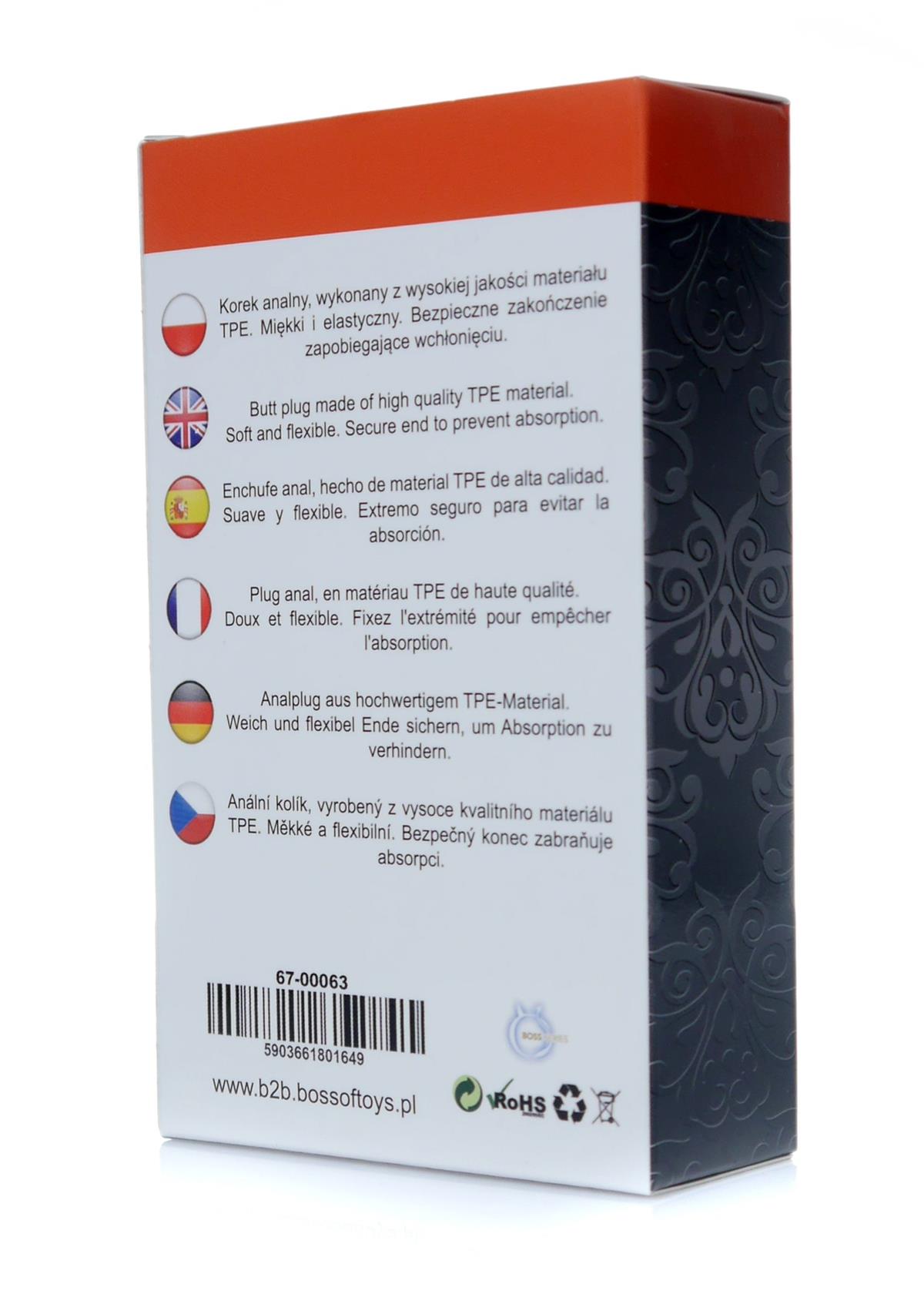 Bossoftoys - 67-00063 - T Plug Wave plug - Anal Large Plug - length 9 cm - dia 2,5 cm - colour box