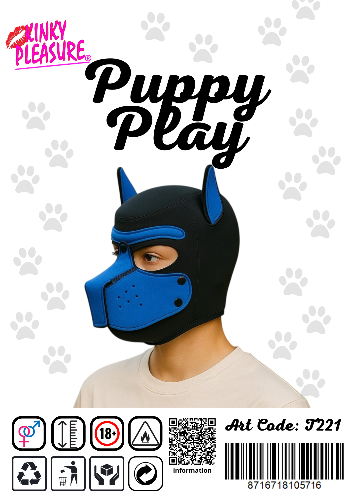 Kinky Pleasure - T221 - BDSM - Dog Mask - Blue