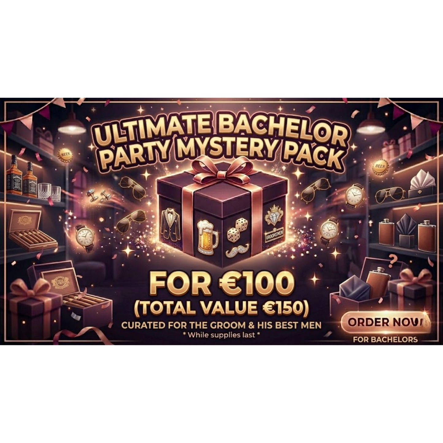 Kinky Pleasure - MYSTERY PACK - Bachelor Party – 50 Pieces Ultimate Groom Box