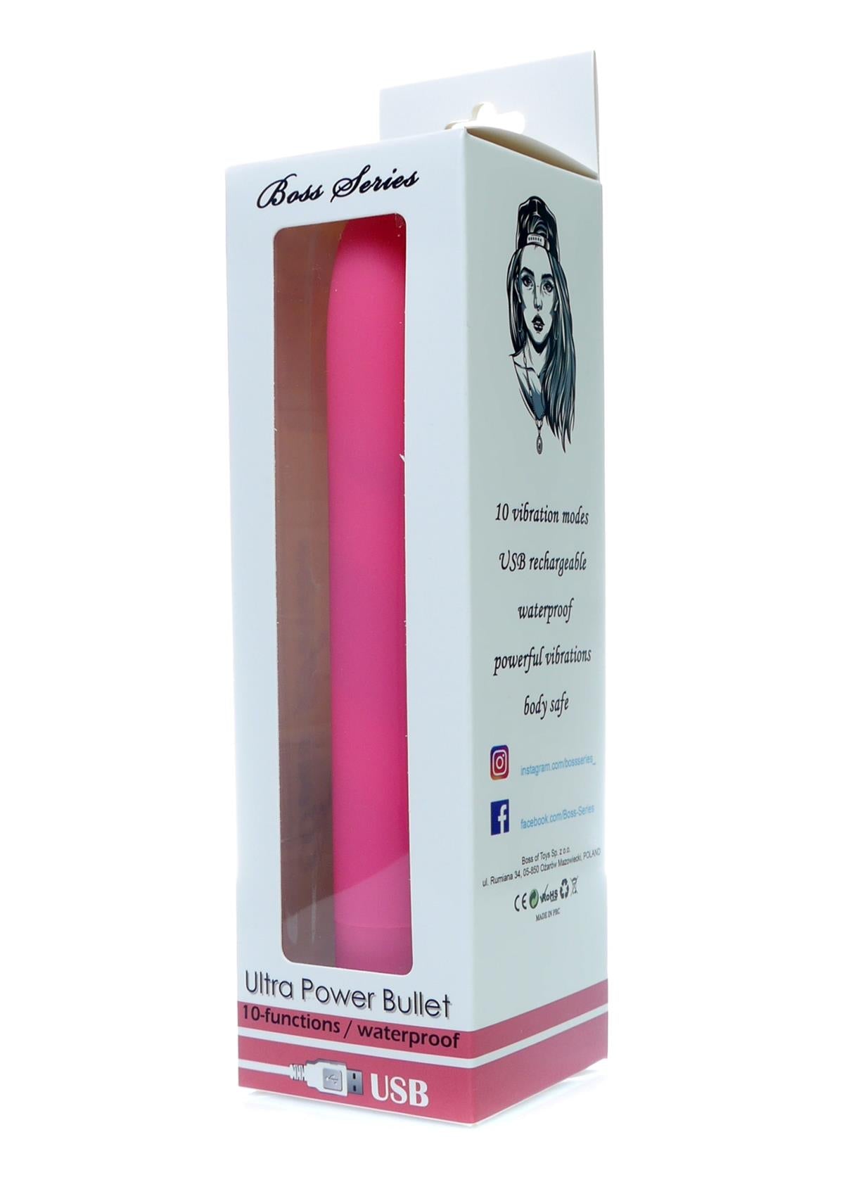 Bossoftoys Mega size Bullet Pink - Rechargeable - 18 CM - 10 Speed - 78-00004 - attractive Colour bo