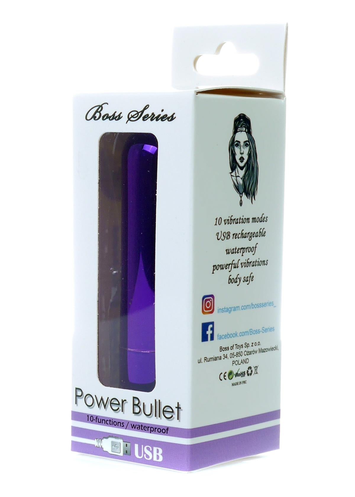 Bossoftoys Rechargeable 9 CM Bullet Glossy Purple - 10 Speed - 78-00006 - attractive Colour box