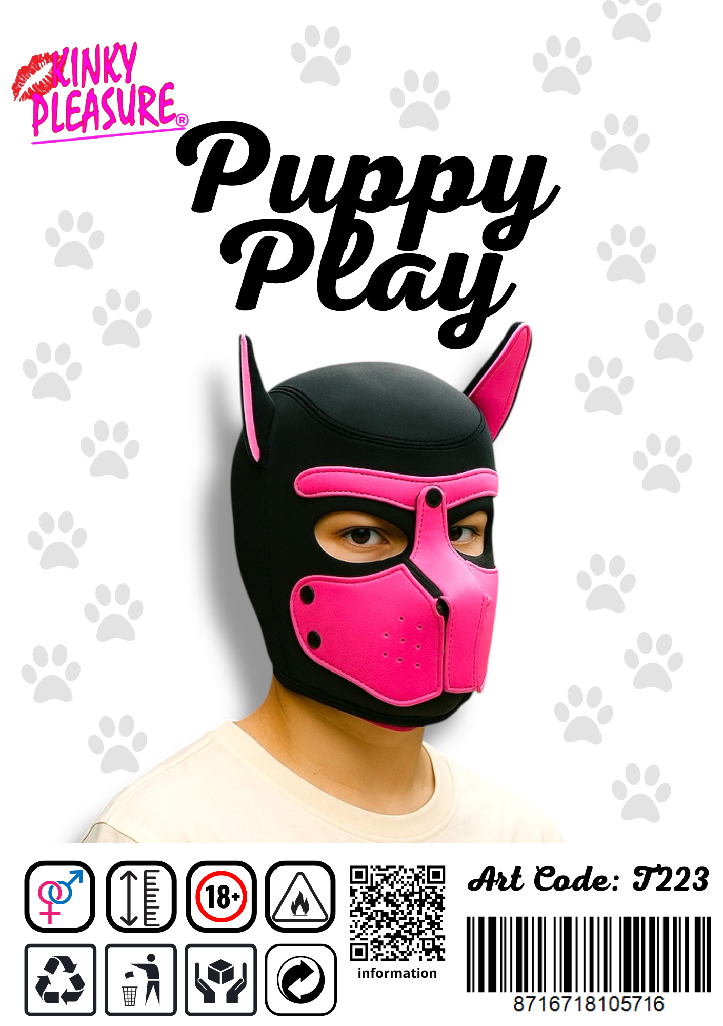 Kinky Pleasure - T223 - BDSM - Dog Mask - Pink