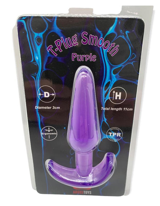Argus - T-Plug Silicone Smooth Plug - Purple - Packed in Strong Blister - AT 001122