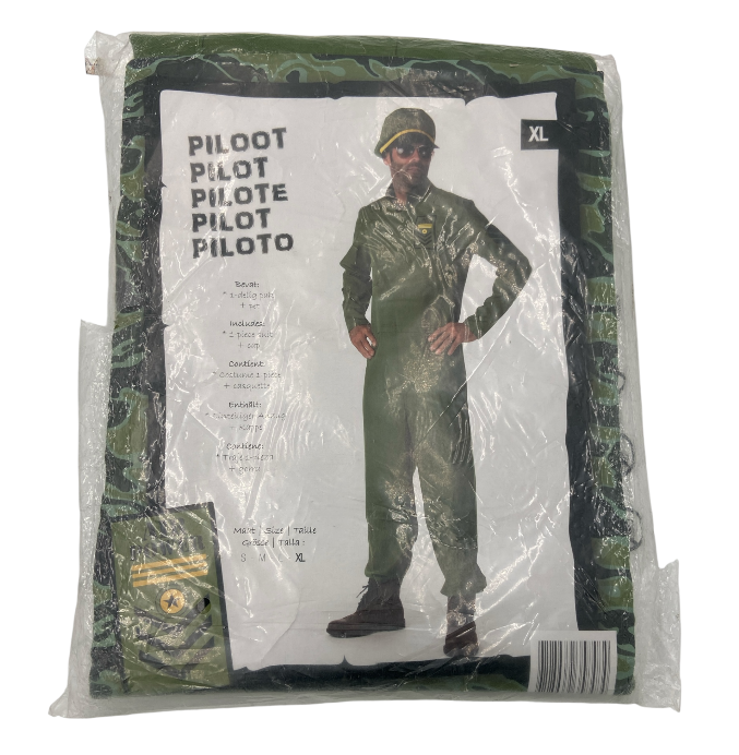 Sexy Army Pilot "Airpower" Jumpsuit – Military Green Overall with Matching Cap – Sizes M / L / XL