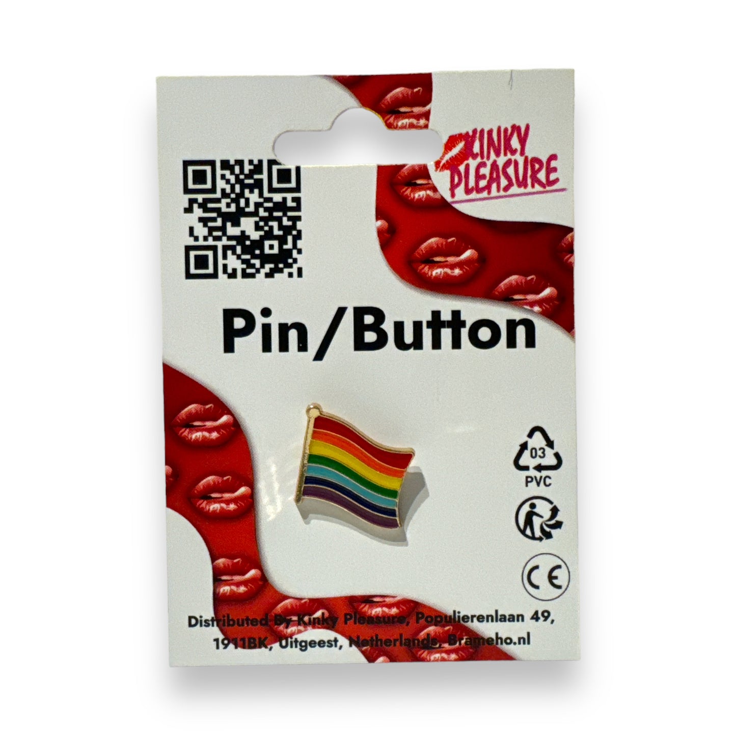 Kinky Pleasure - KPB041 - Badge / Pin - Heart - Flag - Model 01 - Silver
