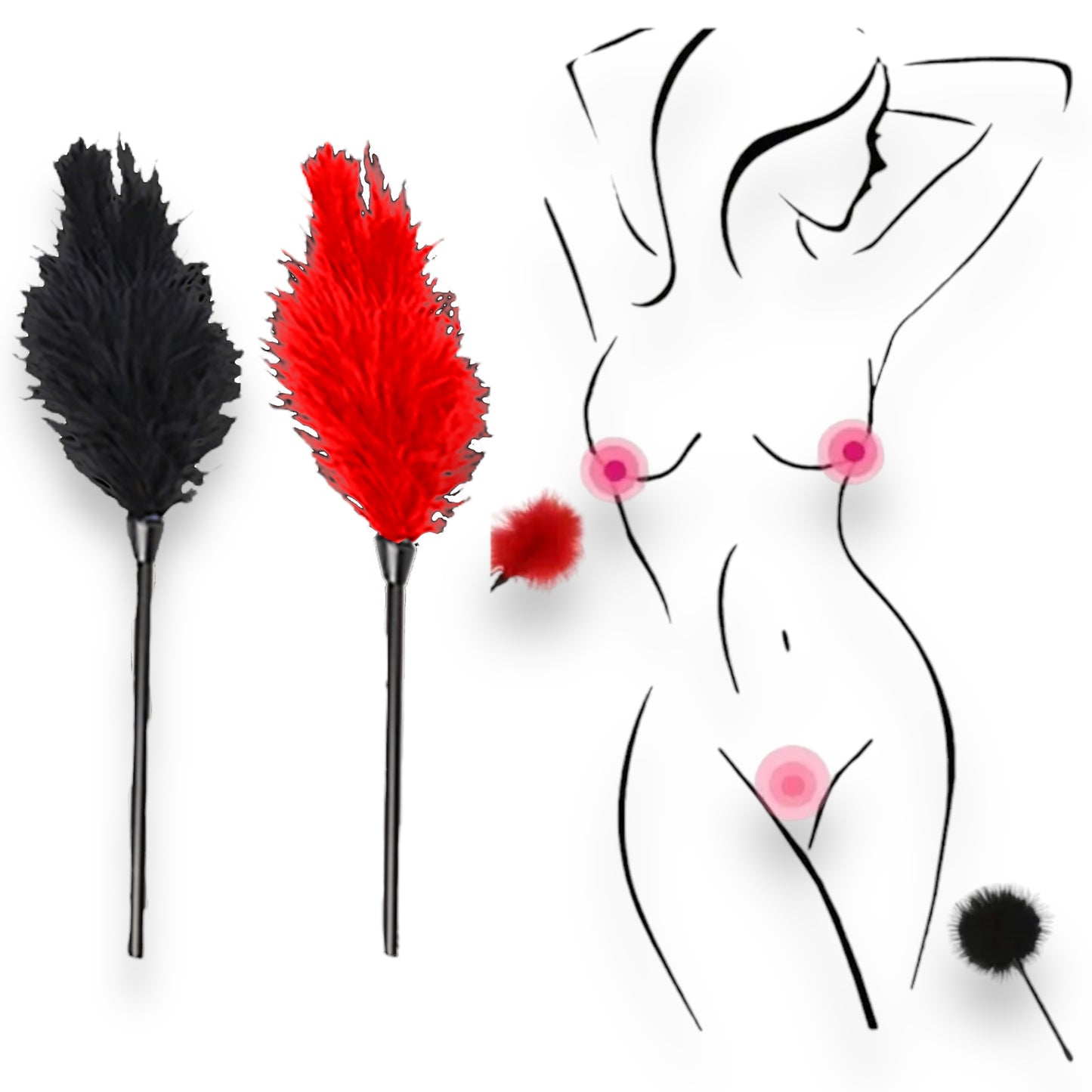 Power Escorts - BR198 Red - Luxury Feather Tickler - BDSM - Colour Box