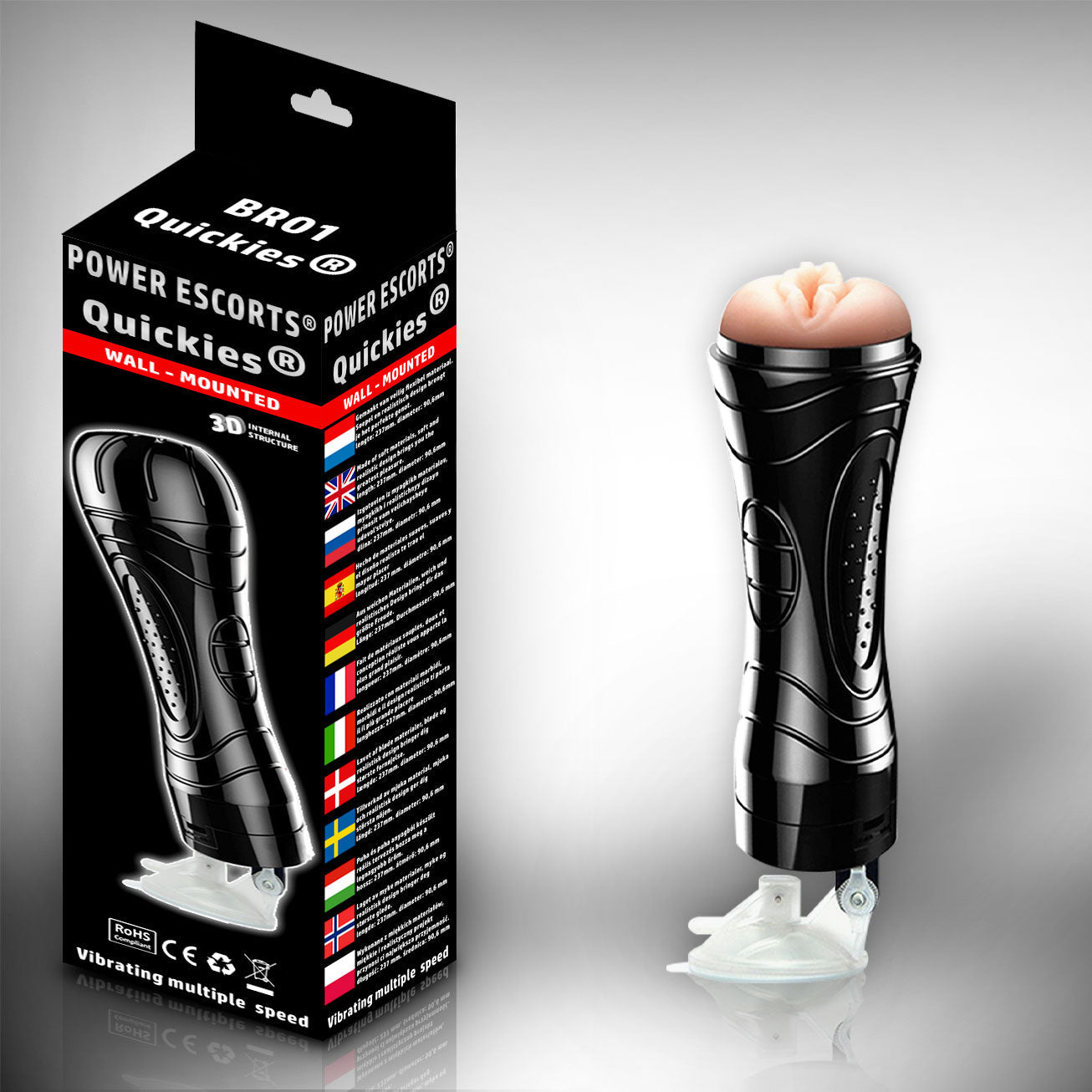 Power Escorts - BR01 - Quickies Wallmounted Masturbator - 7-Speed - 24 CM
