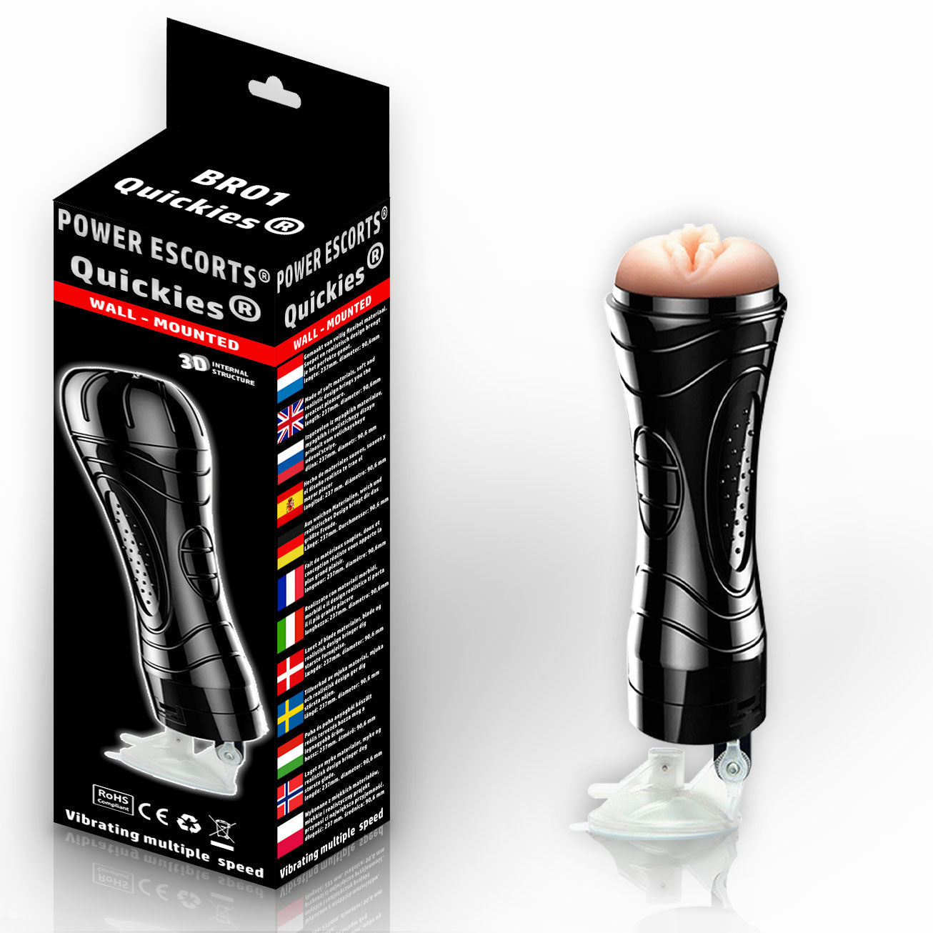 Power Escorts - BR01 - Quickies Wallmounted Masturbator - 7-Speed - 24 CM