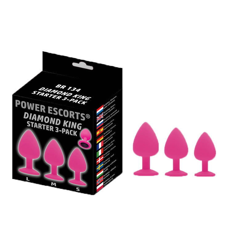 Power Escorts - BR134 - Silicone Butt Plug - Pink - 3 Pack - 6 Colours