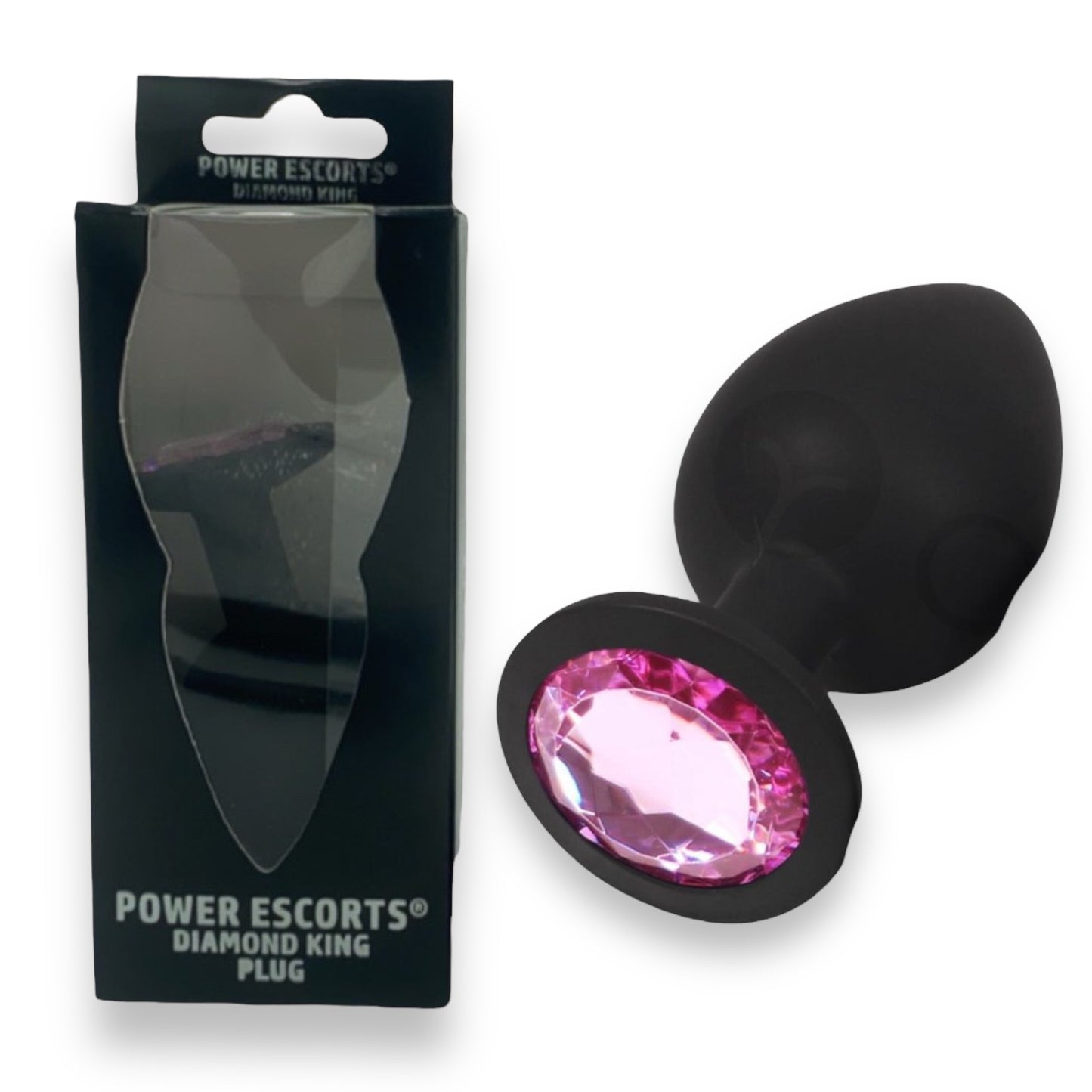 Power Escorts - BR135 - Diamond King - Silicone Butt Plug - Black - 6 Colours - 3 Sizes