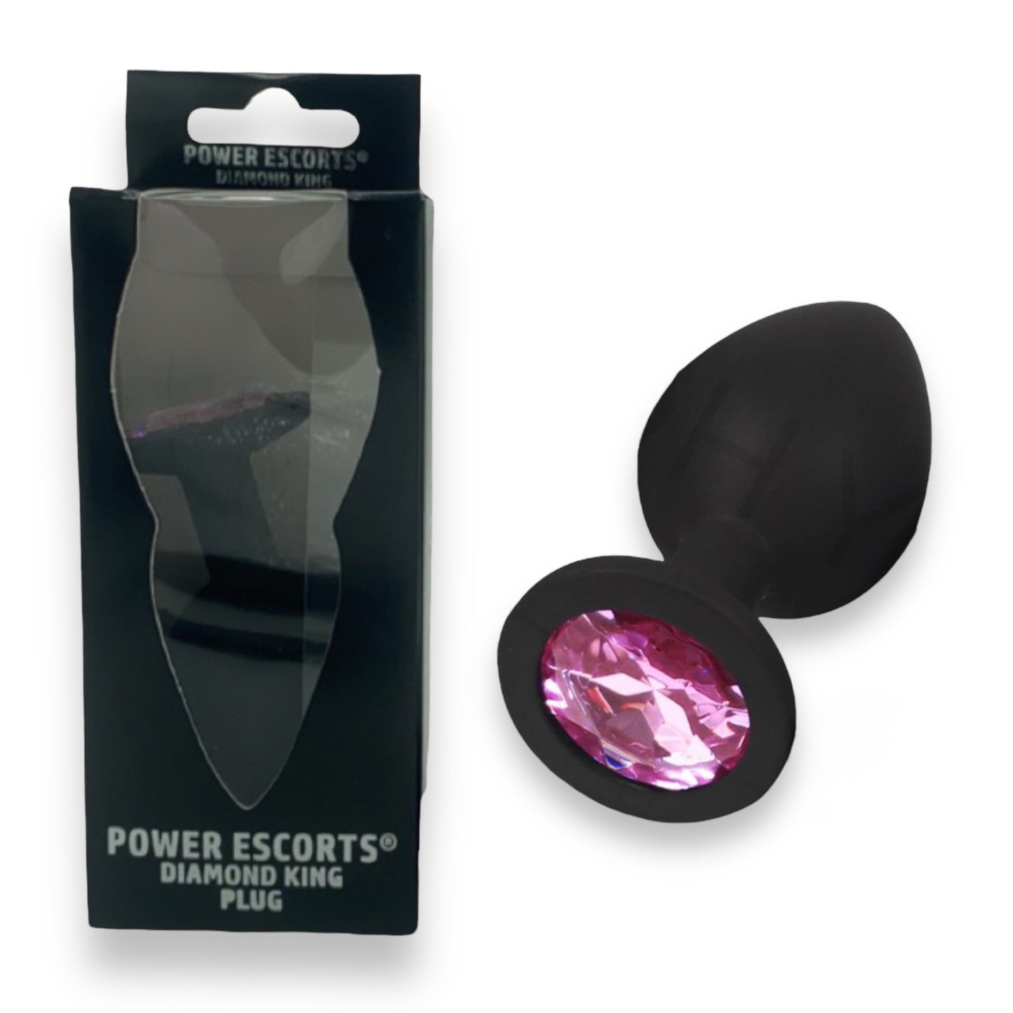 Power Escorts - BR135 - Diamond King - Silicone Butt Plug - Black - 6 Colours - 3 Sizes