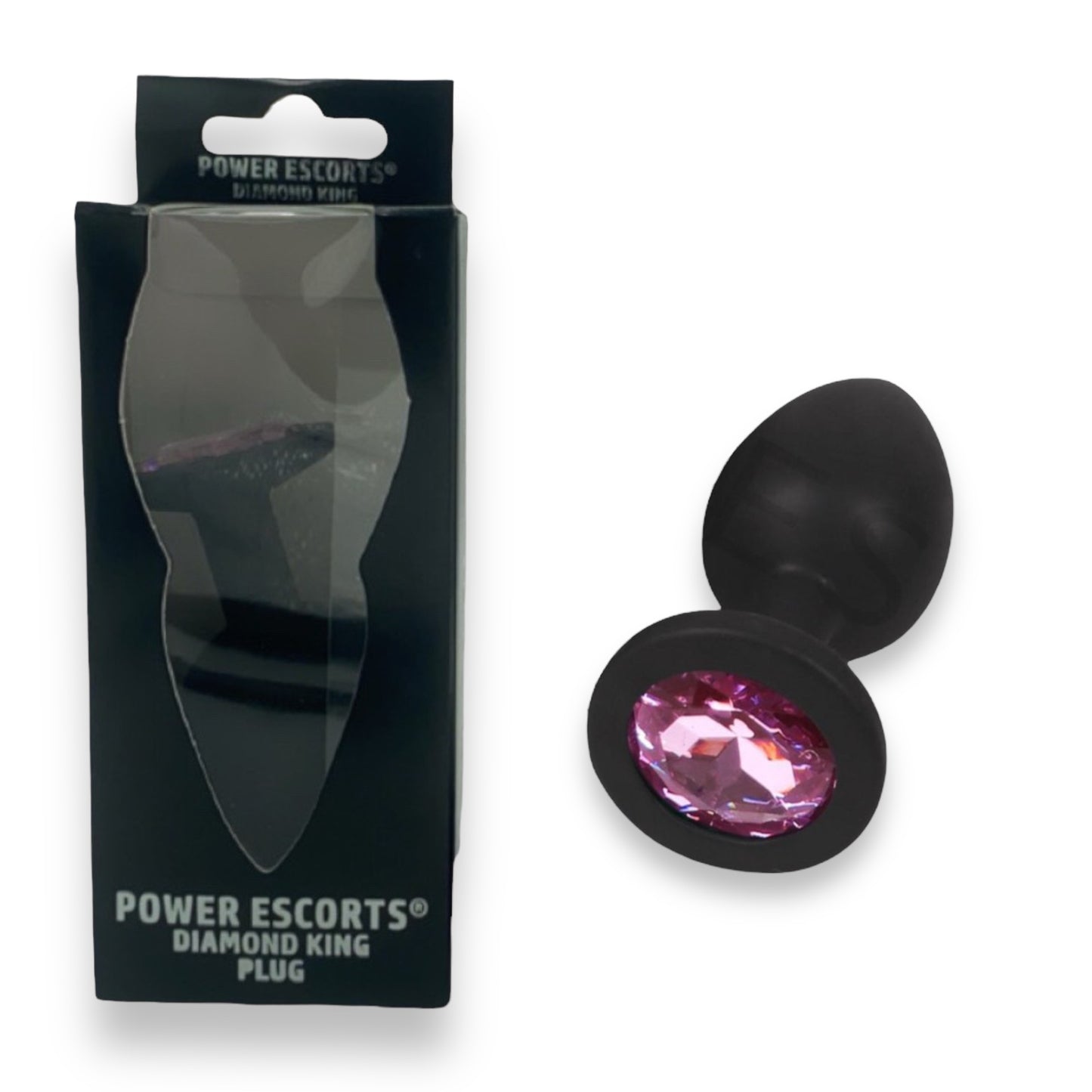 Power Escorts - BR135 - Diamond King - Silicone Butt Plug - Black - 6 Colours - 3 Sizes