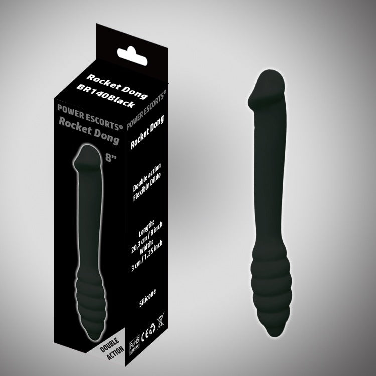Power Escorts - BR140 Black - Rocket Dong - Double Dildo - Extreme Flexible - Ideal For Starters - 20,4 × 3 CM - Black