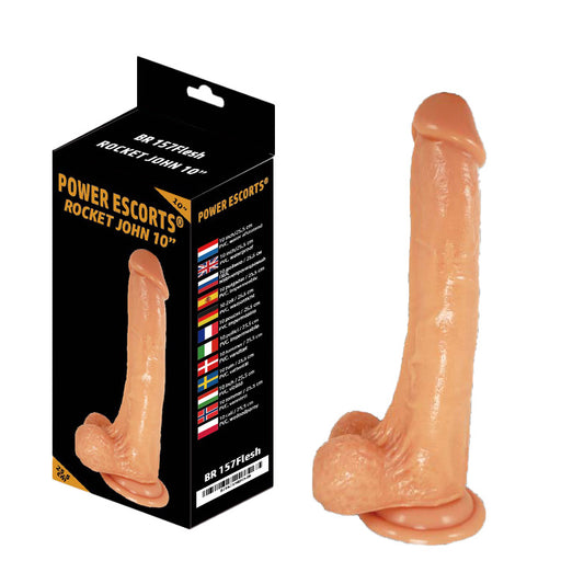 Power Escorts - BR157 Flesh - Rocket John 10'' - Realistic Dildo - 10 Inch / 25,5 CM