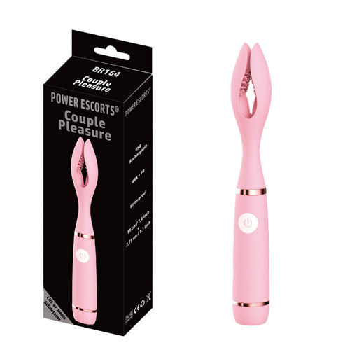 Power Escorts - BR164 - Couple Pleasure - Couple Vibrator - Rechargeable - Silicone - 19 × 2,75 CM - Pink
