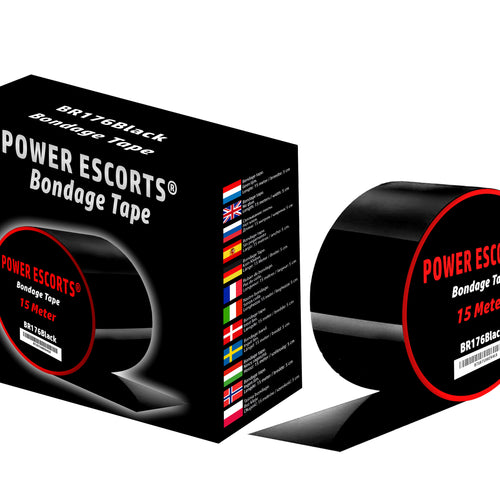 Power Escorts - BR176 Black Bondage Tape - Kinky Fetish - 15 Meter