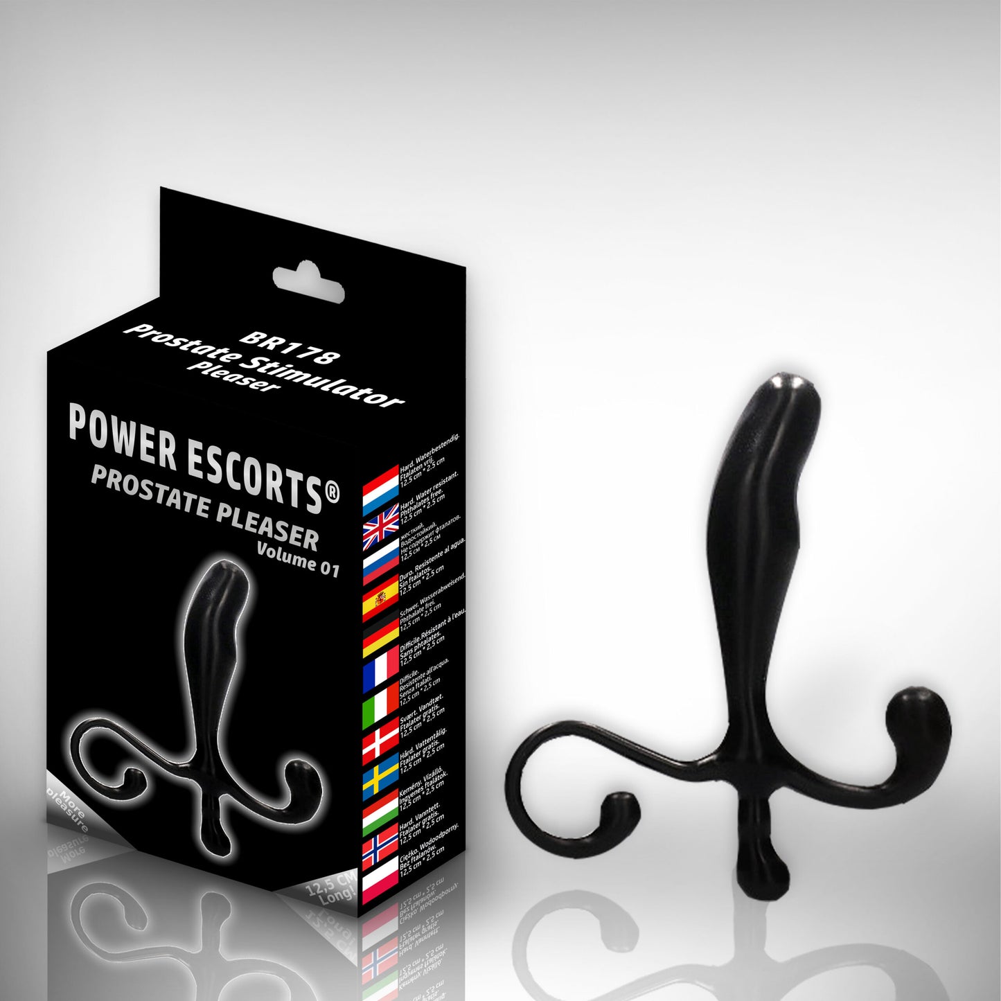 Power Escorts - BR178 - Prostate Pleaser 01 - Black Prostate Plug - 12,5 × 2,5 CM