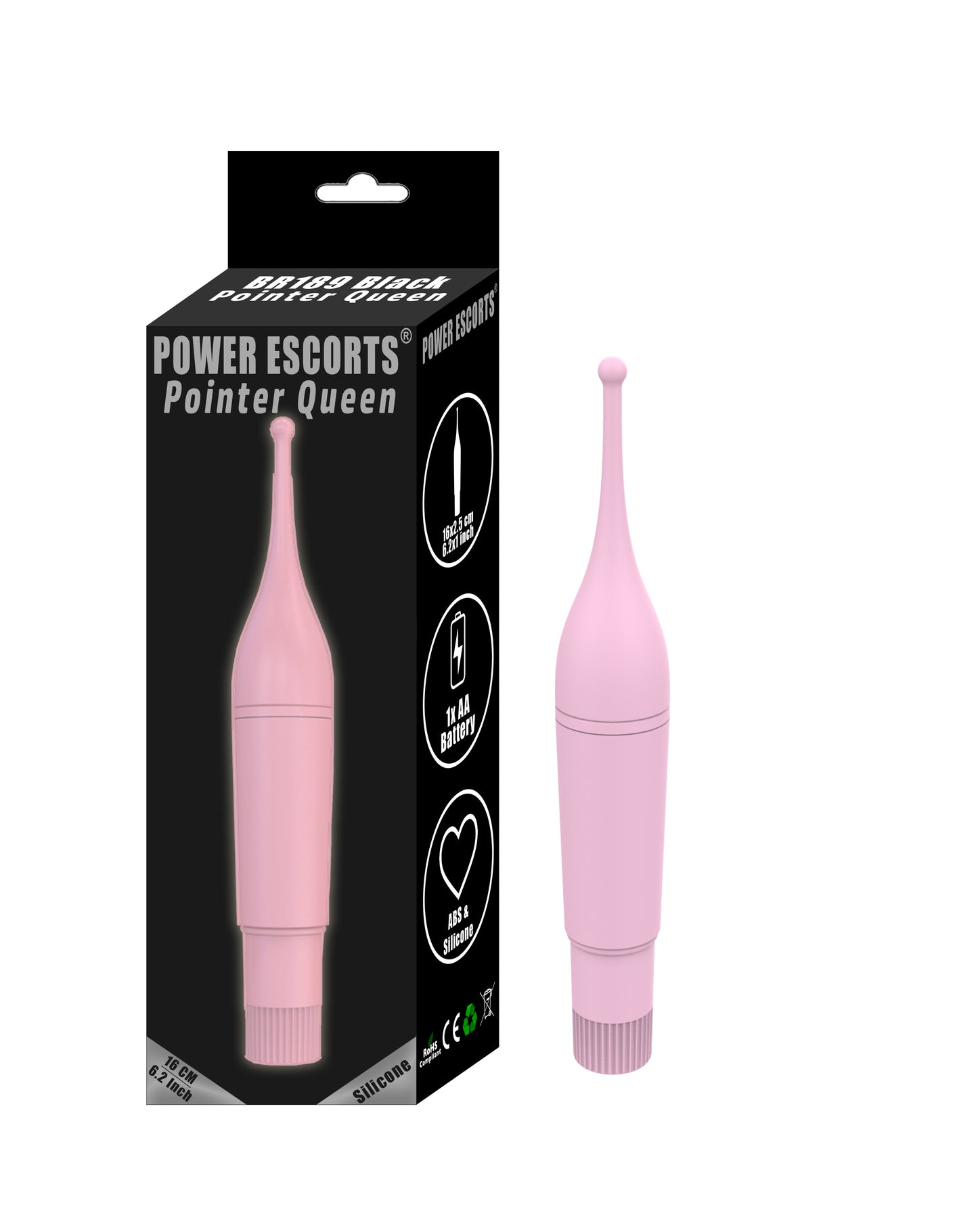 Weekdeal – 10x Pointer Queen Clitoris Vibrator – 5× Black & 5× Pink – 16 cm – Flexible Point – Battery Powered