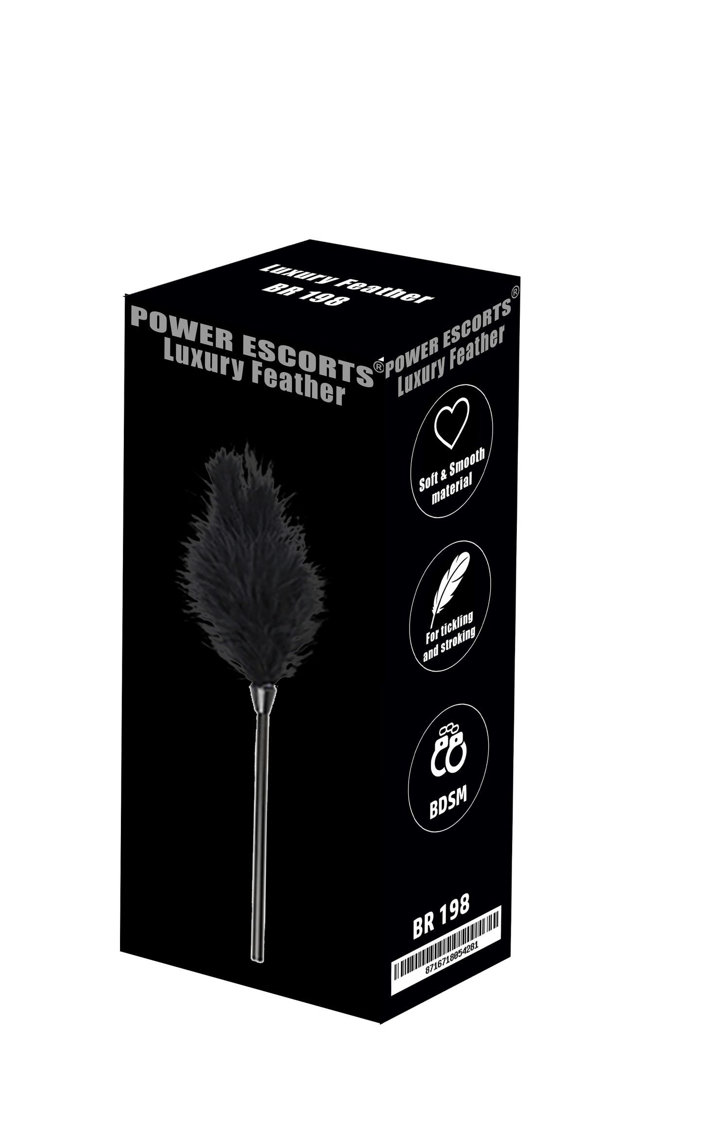 Power Escorts - BR198 Black Luxury Feather Tickler - BDSM - Colour Box