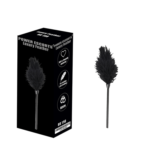 Power Escorts - BR198 Black Luxury Feather Tickler - BDSM - Colour Box