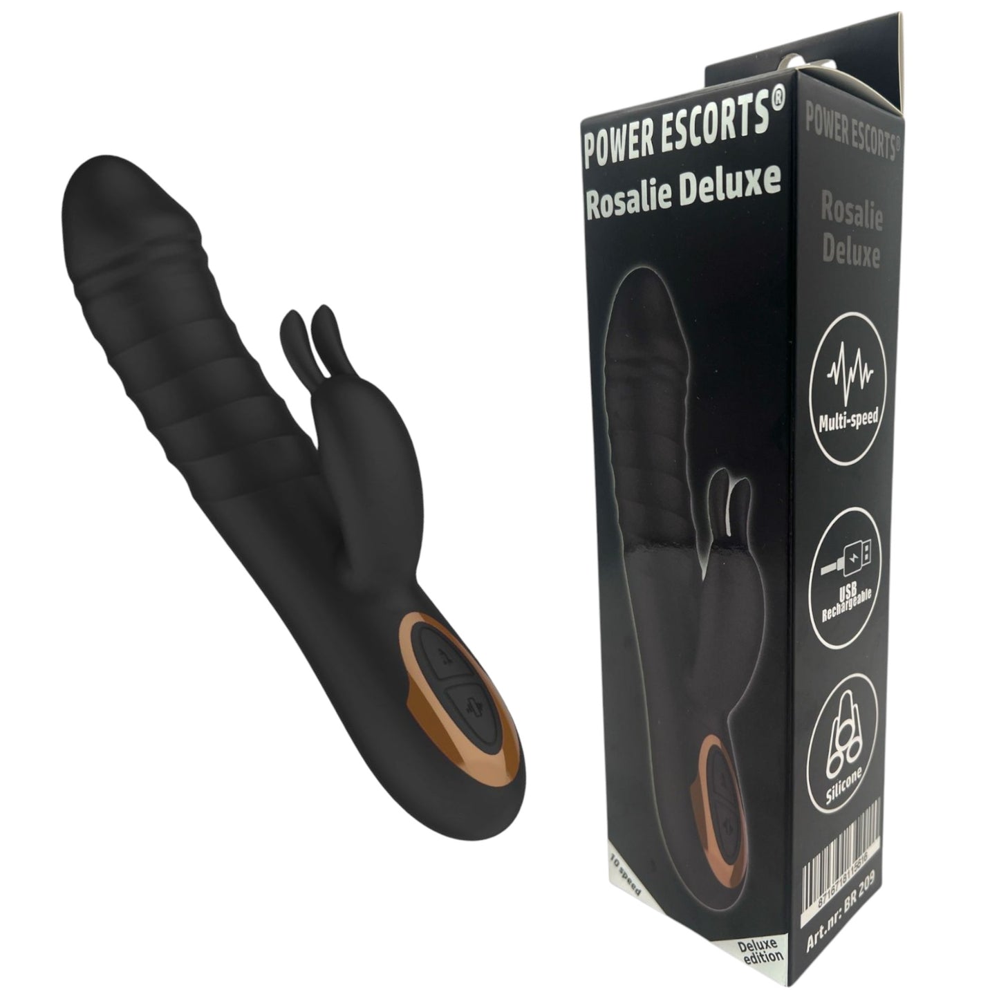 Power Escorts - BR209 - Rosalie Deluxe - Rechargeable Rabbit Vibrator - Silicone