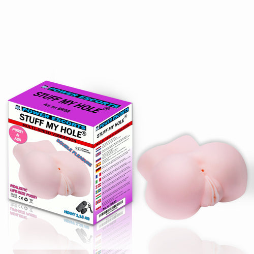 Power Escorts - BR22 - Stuff My Hole - Vibrating Pussy & Ass Masturbator - 1,4 KG - Flesh